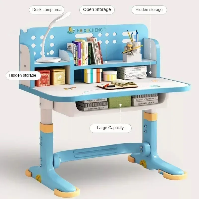 Children's Study Table Primary School Desk Liftable Plastic Student Writing Kids Table Household Desk and Chair Set for Kids B - Image 4