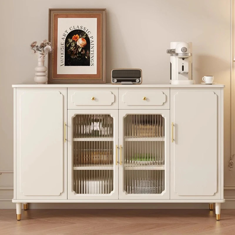 White Retro Living Room Cabinet Storage Closet Kitchen Sideboard Buffet Tv Cabinet Doors Mid Century Cajoneras Modular Furniture