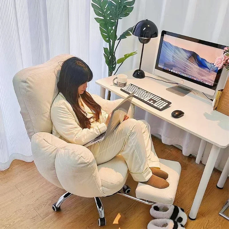 Comfortable Long-term Sitting Home Computer Chair, Lazy Sofa Chair Girls Bedroom Reclining Makeup Chair, Dormitory Backrest Desk