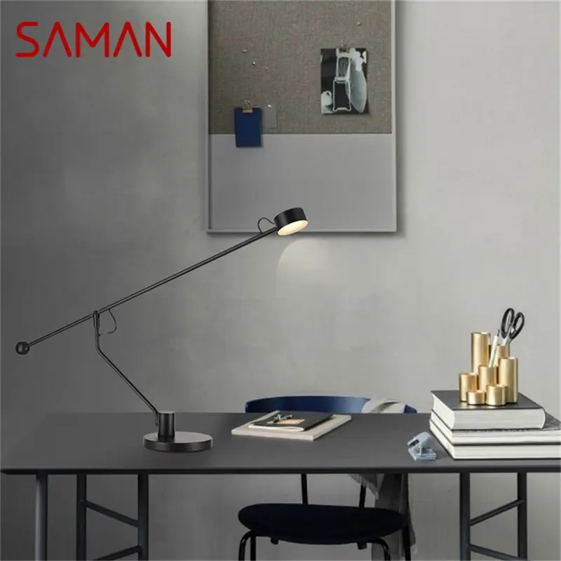 SAMAN Contemporary Table Lamp LED Simple Design Adjustable Vintage Desk Light for Home Study Bureau Decor