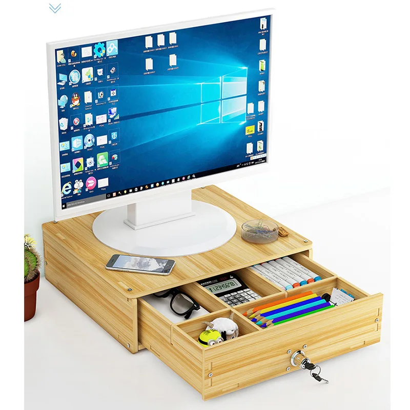 Wooden Cumputer Desk Elevated Base Home Office Furniture Table With Storage Box Cumputer Table escritorios de habitación стол