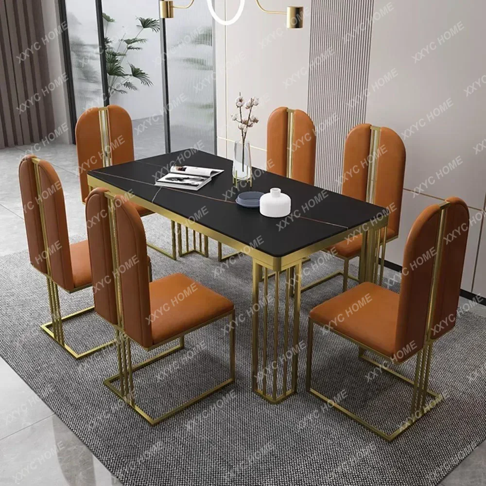 Kitchen Luxury Dining Room Table And Chair Set Large Minimalist Italian Accent Dining Tables Marble Mobilador Kitchen Furniture - Image 3