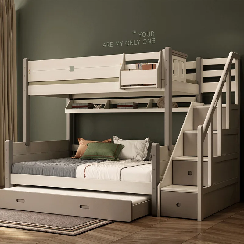 Wooden bunk bed for kids modern style kids bunk bed with children slide in stock - Image 3