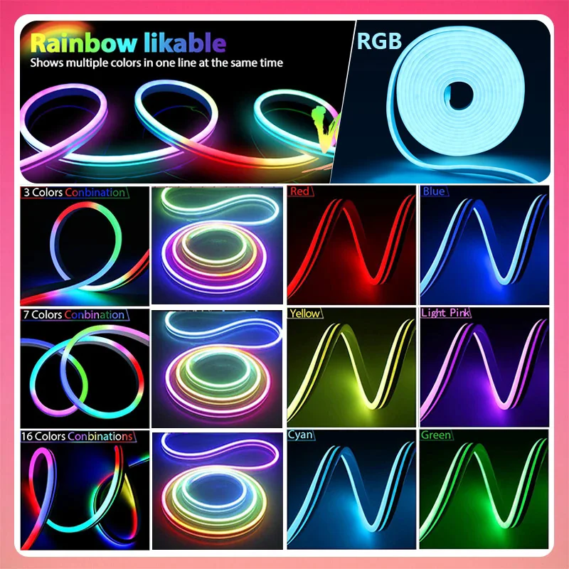 DC5V RGBIC Neon LED Strip Lights Neon Rope Light with Music Sync DIY RGBIC Dreamcolor Chasing Strip Tape for Home Decor Lighting - Image 3
