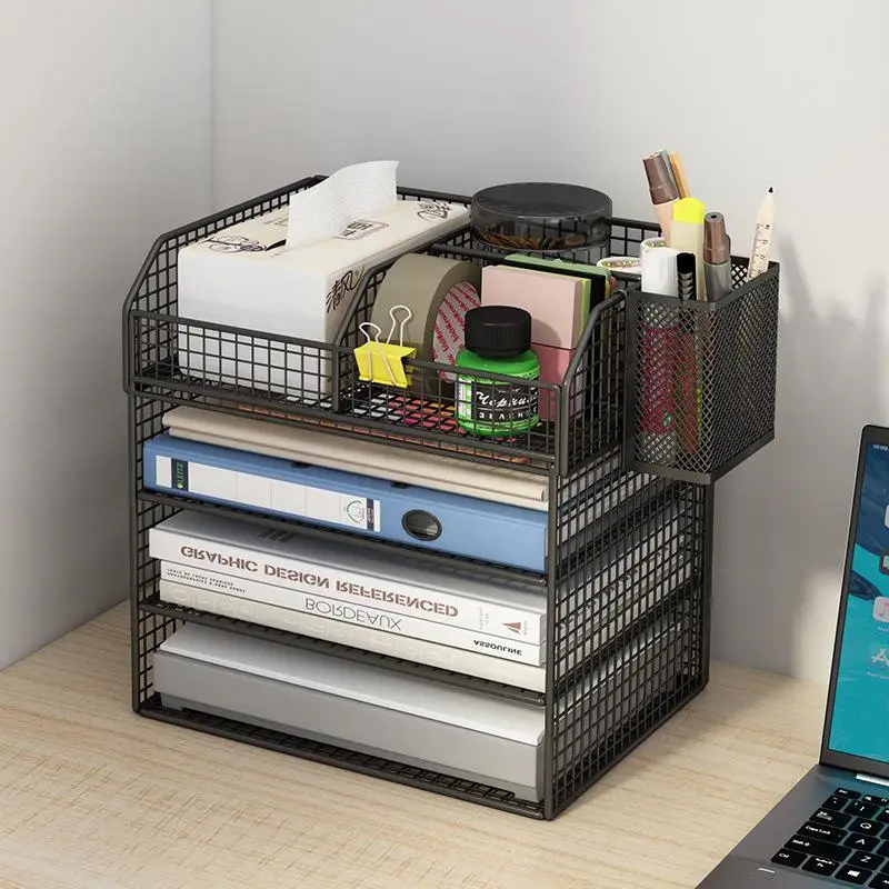 File Rack Storage Shelf Multi Functional Large Capacity Data Classification Rack Basket Multi Layer Book Stand Bookshelf