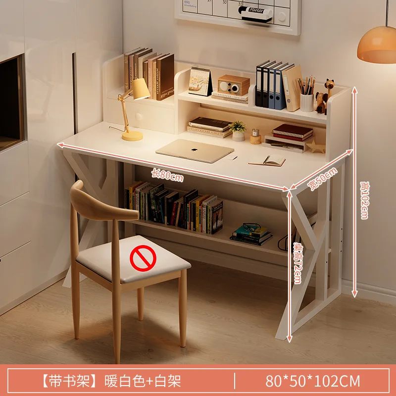 Computer Desk Desktop Home Desk Bookshelf Integrated Bedroom Student Writing Desk Study Table with a Bookcase Office Table - Image 6