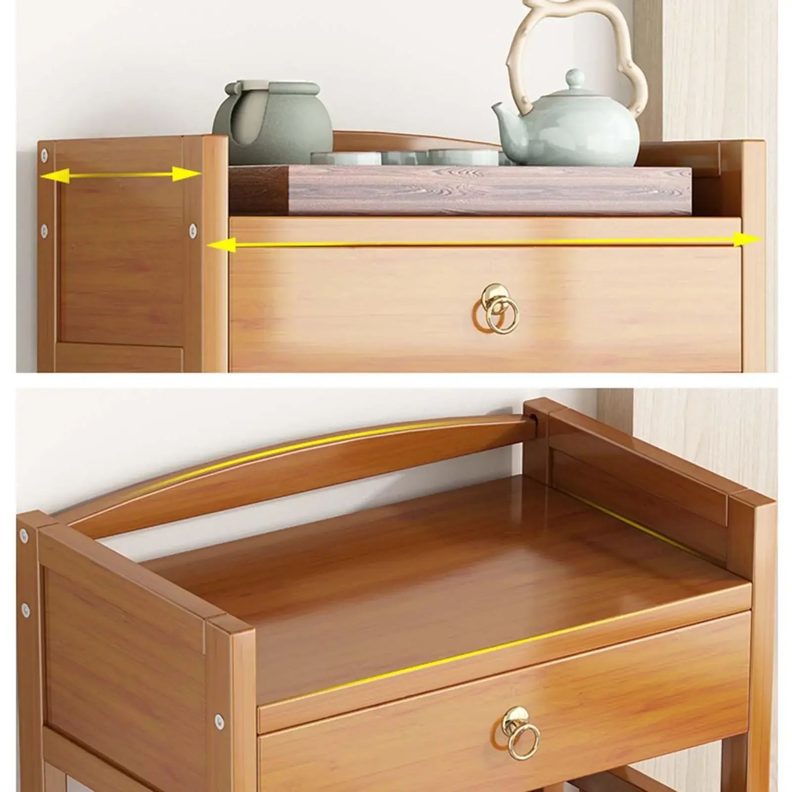 Wooden Moveable Bookshelf Trolley, Activity End Table, Corner Cabinet, Living Room, Dining Room, Sofa Side Table, High Quality - Image 4