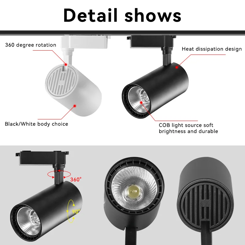 110V 220V Spotes To Ceiling Lighting Rail COB Track Light System Spotlight Fixture Track Lamp Set For Kitchen Living Room Store - Image 3