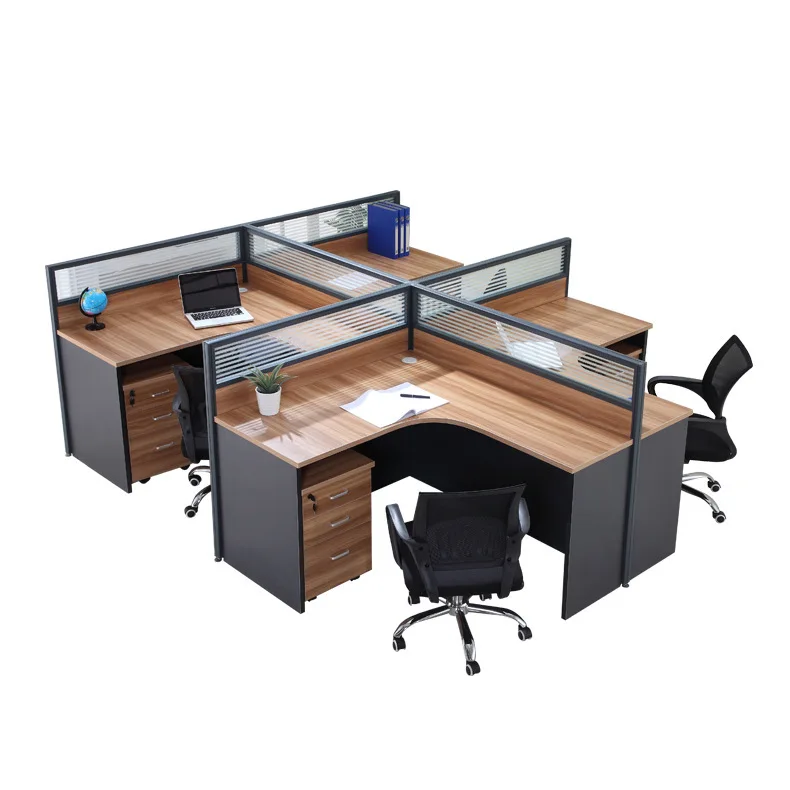 T shaped Staff Desk Office Furniture commercial 6 Person Modular partition workstation office table and chair Bureau de travail - Image 2