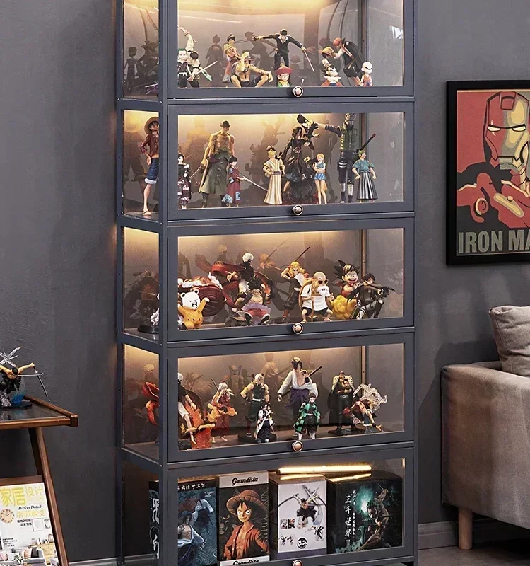 Display Cabinet for Figures Acrylic Transparent Dustproof Display Case Living Room Storage Box Commodity Shelf Bookcase Shelving