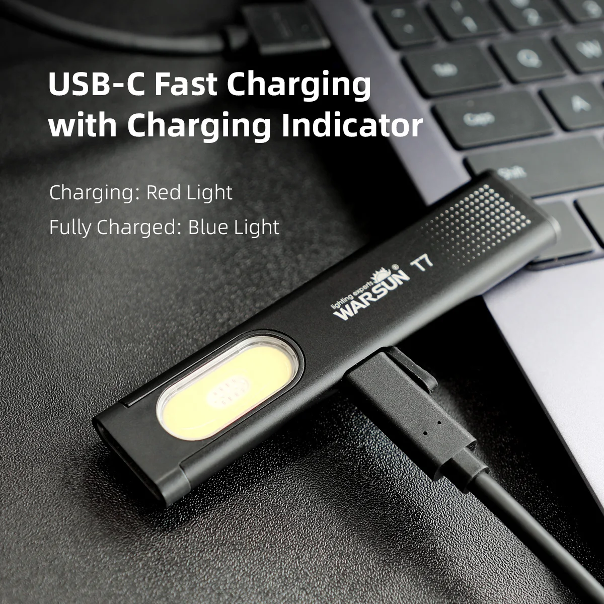 Warsun LED Keychain Flashlight USB-C Rechargeable 800Lm Portable Mini Torch Light Pocket Lantern Flood Work Light With Magnet - Image 5