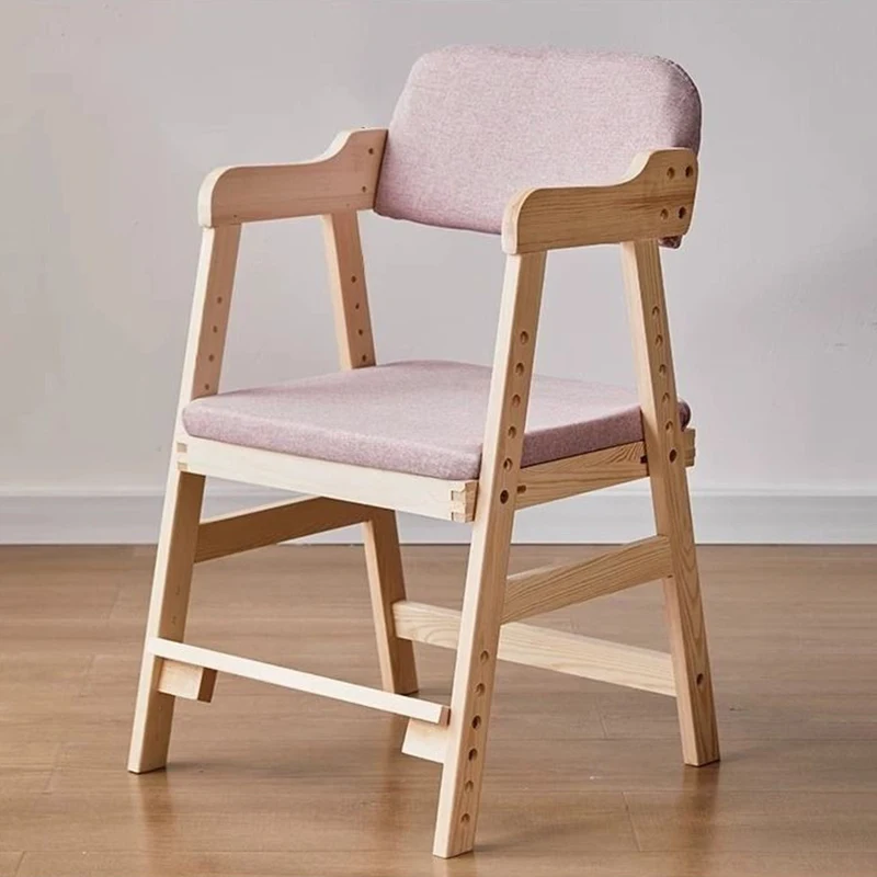 Solid Wood Children's Armchair Comfortable Office Chairs with Backrest Pink Office Ergonomic Chair Multifunction Home Furniture