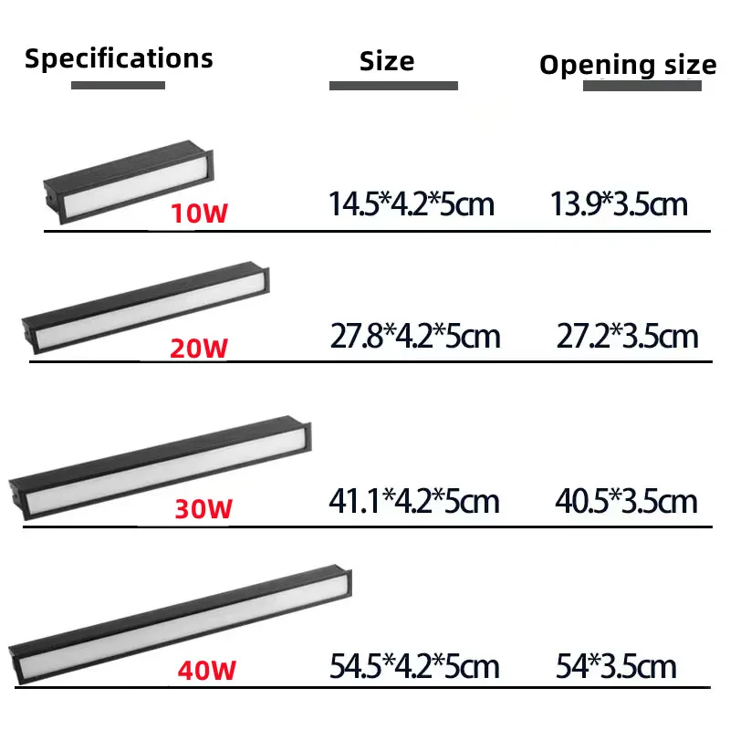 new LED line Downlight Recessed Rectangle Grille Ceiling Lamp 10W 20W 30W AC85~265V LED Spot Light For Home Shop Decor Living - Image 5