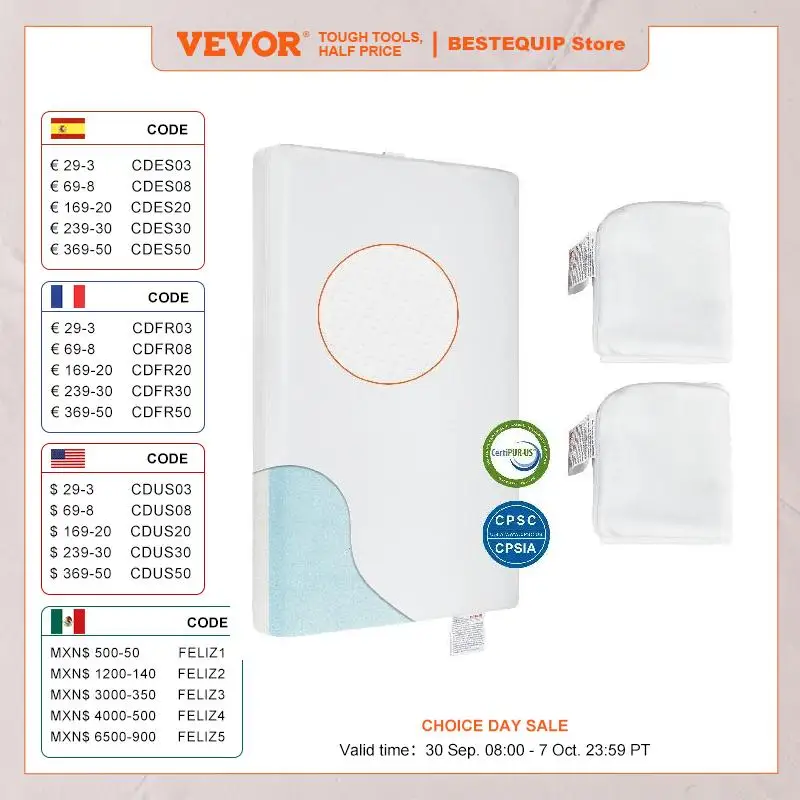 VEVOR Crib Mattress Two-sided Breathable Toddler Mattress of Memory Foam 3 inches Thickness Baby Mattress for Infant and Toddler