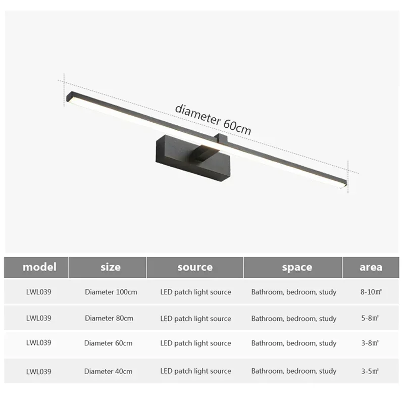 Modern LED Wall Lamp Bathroom Hardwares Sconce Three Colors Lights Aluminum Bathroom Bath Mirror Line Home Decor Light Fixture - Image 6