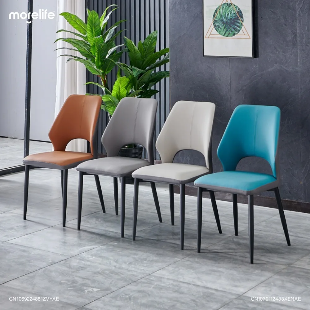 Italian Restaurant Faux Leather Dining Chair Light Luxury Nordic Hotel Designer Model Creative Minimalism Armchair Furniture K01 - Image 4