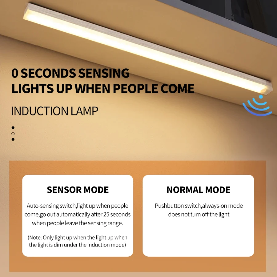 Motion Sensor LED Cabinet Light Rechargeable Induction Night Light Wireless Portable Detector Lamp Kitchen Staircase Backlight - Image 2