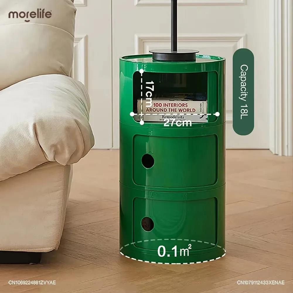 Design Minimalist Green Nightstands Mid Century Round Plastic Living Room Coffee Tables Storage Box Table De Chevet Furniture F+ - Image 3