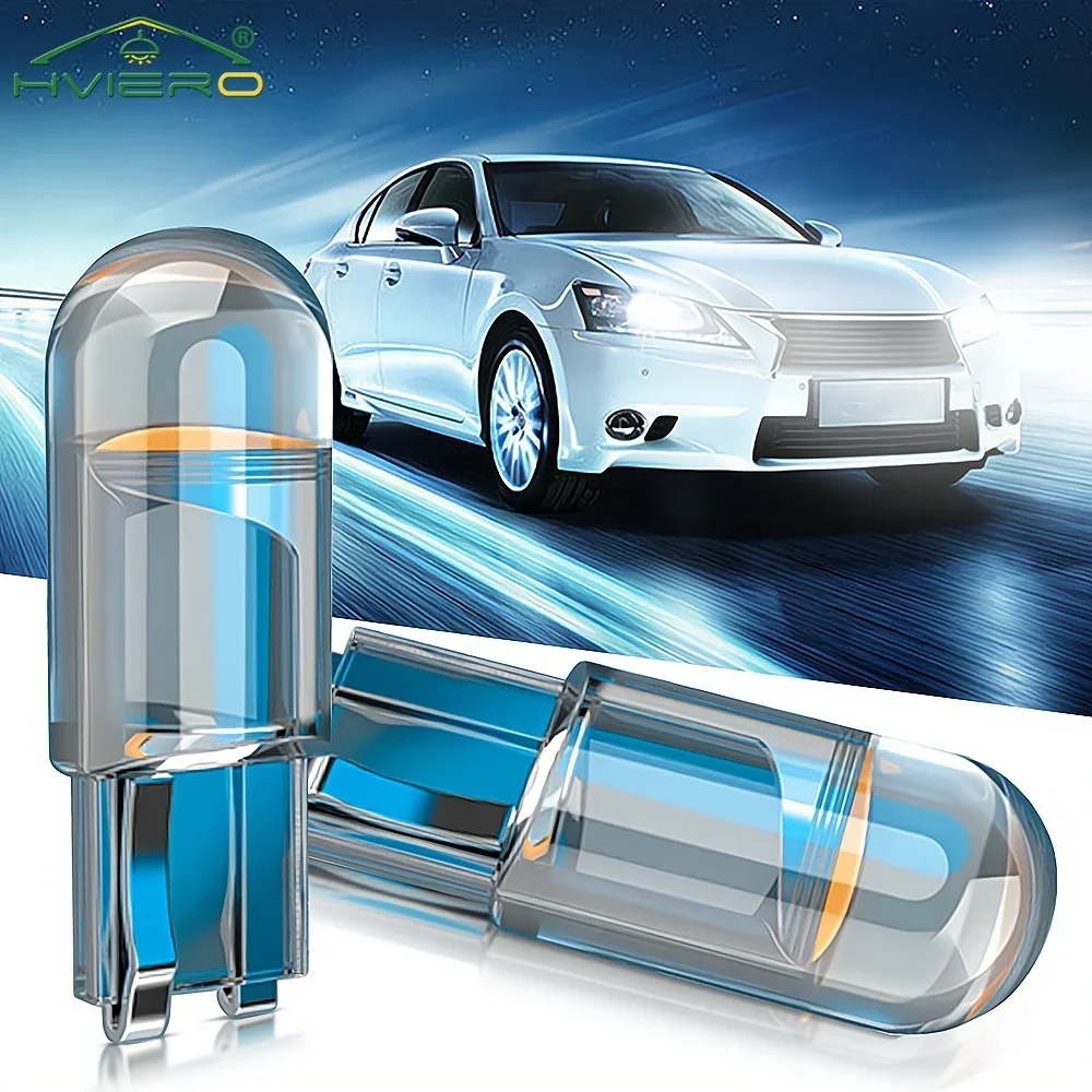 2PCS W5W 194 T10 Glass Housing Cob LED Home Bulb 6000K Wedge License Plate Lamp Dome Light White Diedo Auto Interior Read 12V DC - Image 2