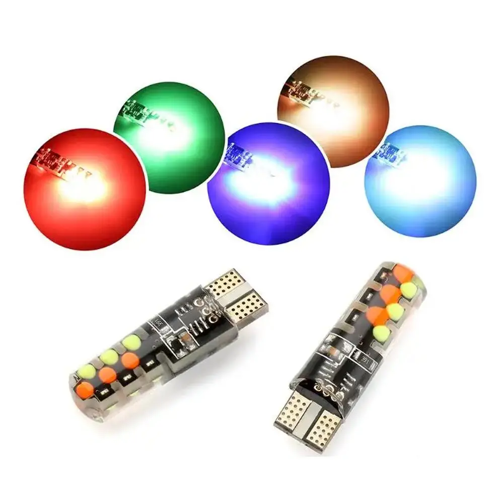 2pcs T10 W5W Led 194 168 W5W 5050 SMD Car Dome Reading Light Automobiles Wedge Lamp RGB LED Bulb With Remote Controller - Image 4