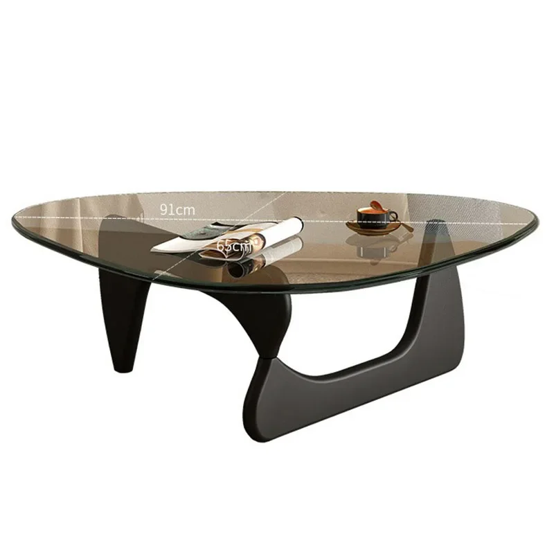 Large Tempered Glass Coffee Tables Irregular End Table Solid Wood Room Desks Interior Furnitures Decoration Multifunctions - Image 6