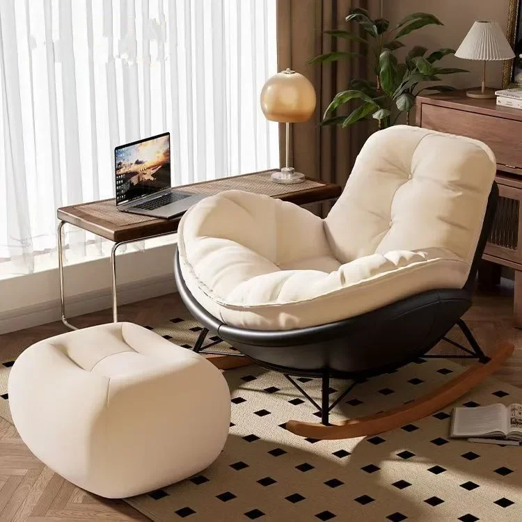 Lazy Couch Penguin Rocking Chair Wood Leisure Large Rocking Chair Can Lie On The Balcony Living Room Small Leisure Lazy Chair - Image 2