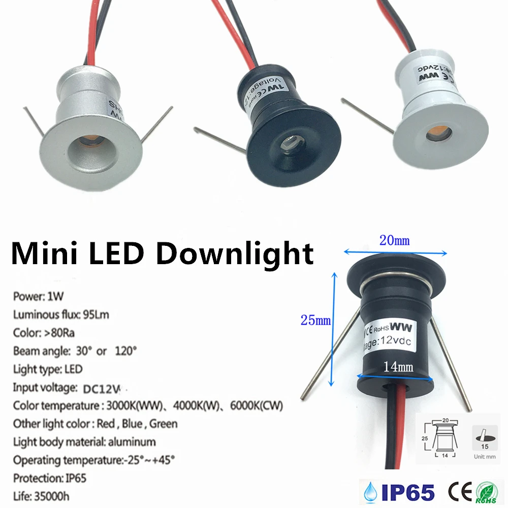 1W Mini Spotlight IP65 15mm Recessed Spot Leds Lights 12V Ceiling Downlight Stair Cabinet Spots Lamp with Transformer 110V-220V - Image 3