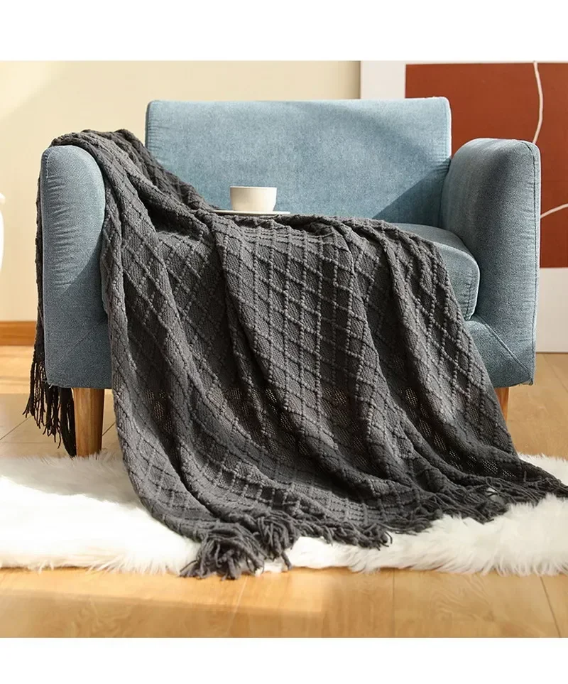Nordic Faux Cashmere Sofa Blanket Office Nap Comfortable Bedspread Soft Homestay Decoration Blanket Thick Winter Knitted Shawl - Image 3