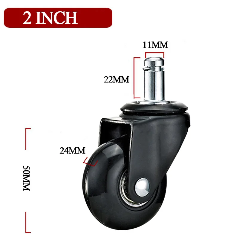 5pcs Office Chair Wheels 2/2.5/3 Inches Soft Rubber Roller Quite Swivel Caster For Game Chairs Replacement Furniture Hardware - Image 2