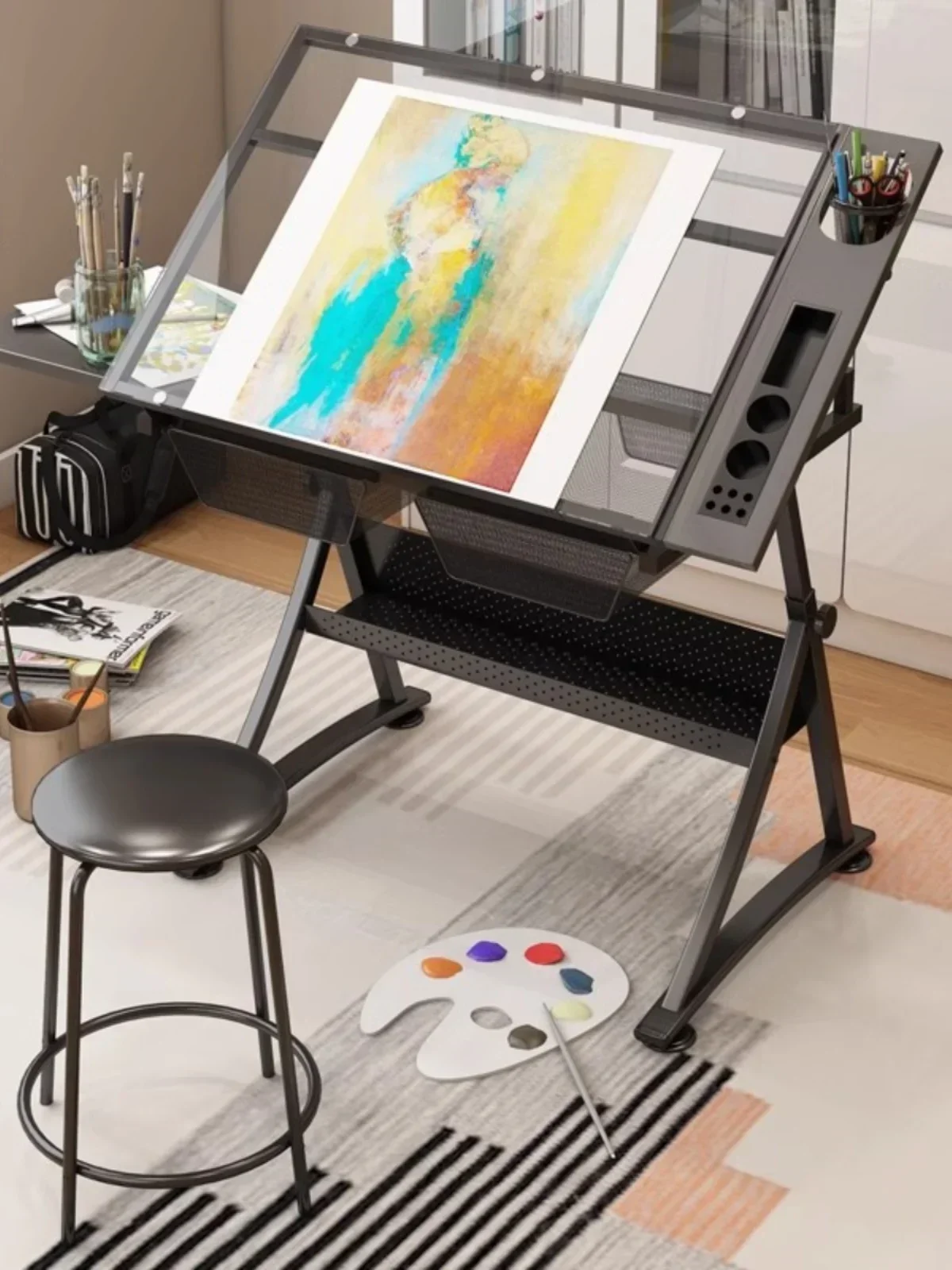 Glass drawing table Lifting Angle-adjustable Painting Table Desk Oil Painting Art Painting Design Architect - Image 2