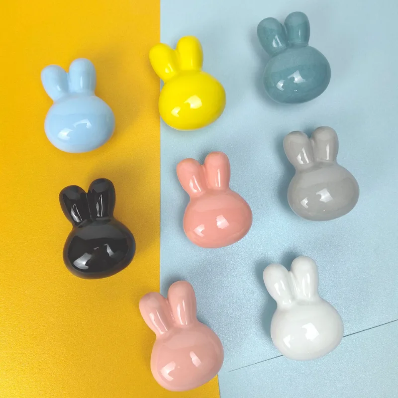 Rabbit handle Vintage Ceramic Door Knobs for Cabinet Drawer Closet Cupboard Wardrobe Children's door handle cabinet handles
