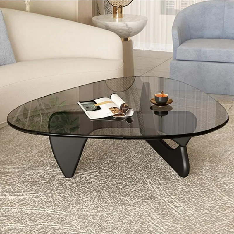 Large Tempered Glass Coffee Tables Irregular End Table Solid Wood Room Desks Interior Furnitures Decoration Multifunctions - Image 2