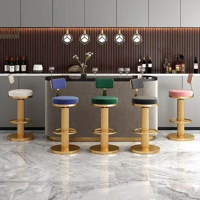 Make Up Office Bar Stools Luxury Accent Reception Accessories Bar Chairs Vanity Tall Gold Banqueta Garden Furniture Sets LJX35XP - Image 3