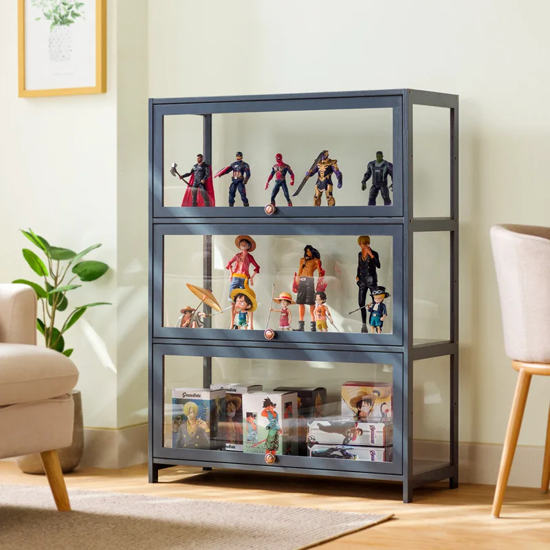 FIGURE-Acrylic Storage Box for Lego Toys Bookcase, Clear Display Cabinet, Dustproof Shelf, Clear Glass-like Shelf