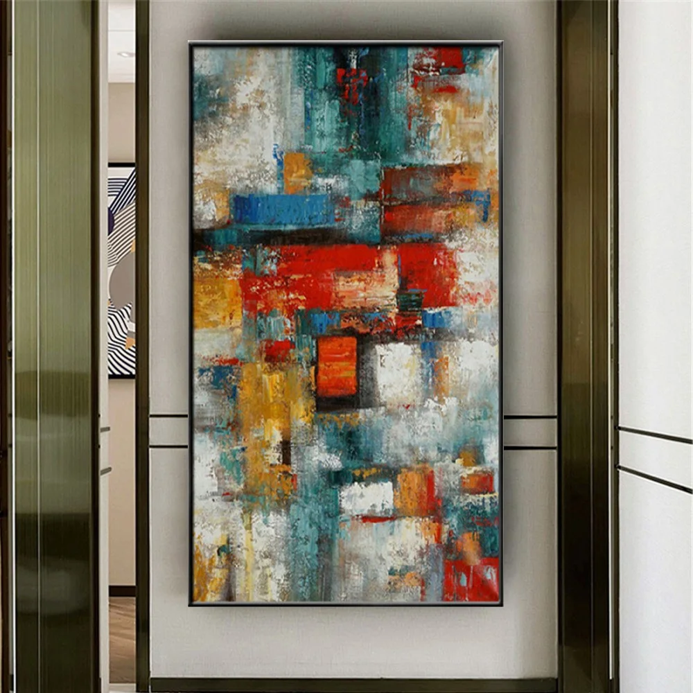 Mhemyo Large Abstract Hand Painted Canvas Art Oil Painting Home Decor Modern Pop Geometry Wall Art Picture For Living Room Decor - Image 5