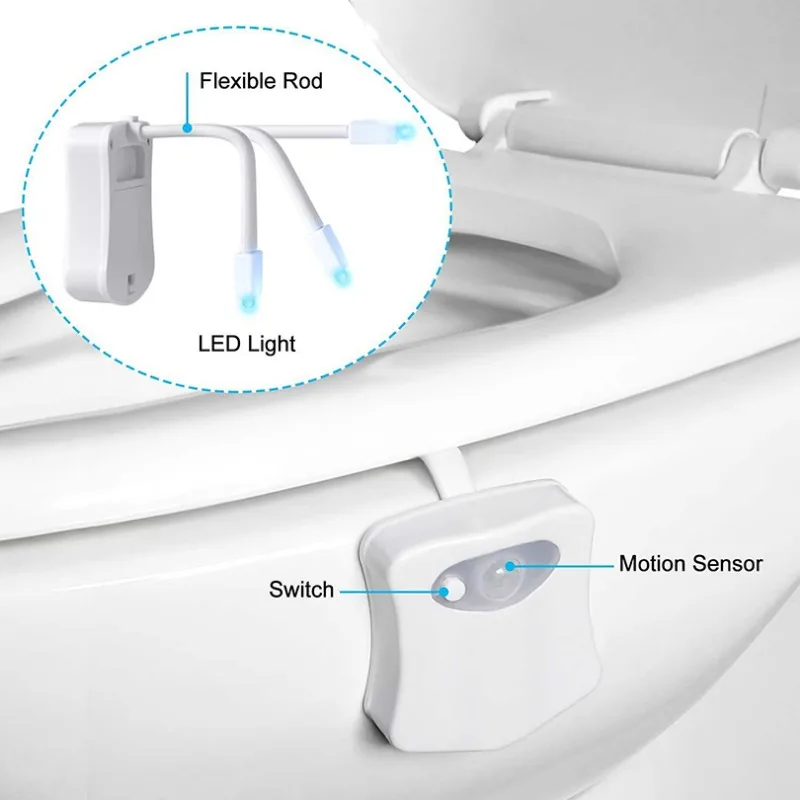 Toilet Night Light Motion Sensor Toilet Lights LED Washroom Night Lamp 8 Colors Toilet Bowl Lighting For Bathroom Washroom - Image 3
