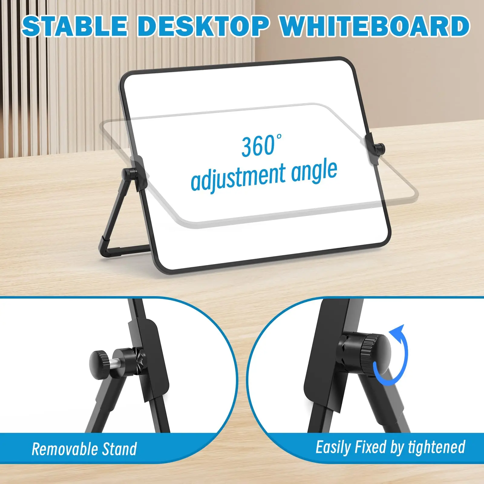 A4 Double-Sided Magnetic Whiteboard Dry Erase Portable Calendar Office Note Message Stand (Black) Easel Writing Tablet Black - Image 3