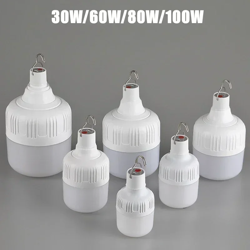 1/2/4/6/8/10pcs Camping Light USB Rechargeable LED Emergency Lamp Outdoor Portable Lanterns with Hook for BBQ Tents Battery Bulb - Image 3