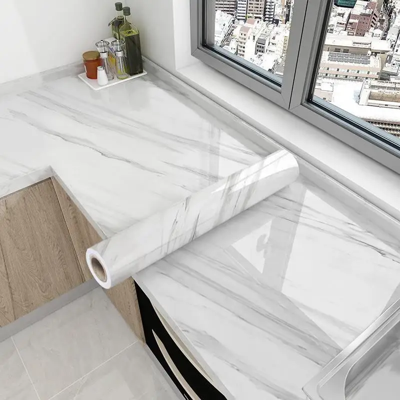 Kitchen Oil-Proof PVC Marble Sticker Waterproof Moisture-Proof Wallpaper Countertop Self-Adhesiv Cabinet Renovation Tile Sticker - Image 3