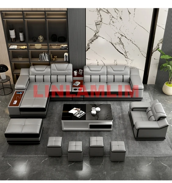 Genuine Leather Sofa Cama Leather Couch Big Sofas Sleeper Sofa Set Living Room Furniture Sofas Modernos Para Sala Sectional Sofa - Image 2