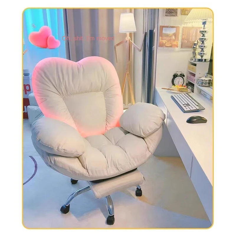 Lazy Bedroom Computer Office Chair Home Comfortable can Sit and Reclining Desk Chair with footrest Girls Office Life Single Sofa - Image 3