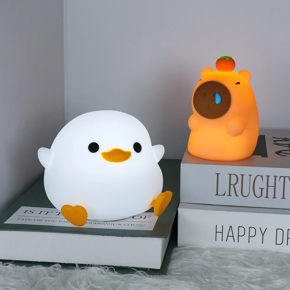 Cute Silicone Capybara Night Light Children's Gift USB Rechargeable Animal Touch Bedside Slepp Lamp - Image 2