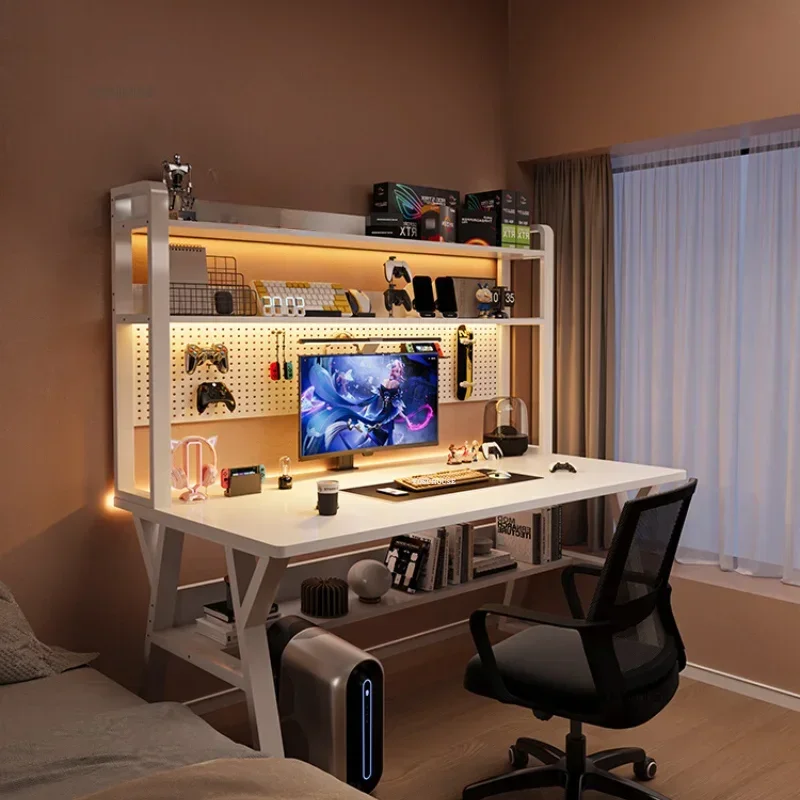 Nordic Desktop Computer Desks Creative Student Gaming Tables for Office Furniture Home Bedroom Study Desk Bookshelf Integrated
