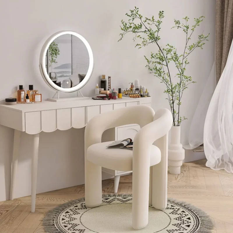 Cream style makeup chair backrest for girls' bedroom, high-end nail art clothing store, home dining table and chairs