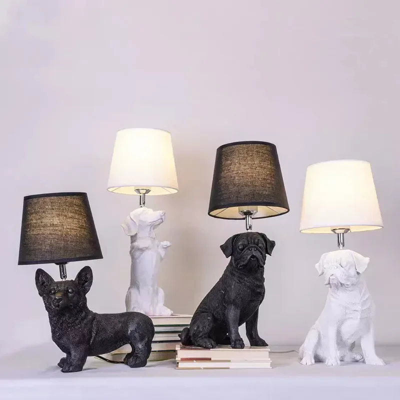 LED Resin Table Lamp Floor Lamp for Bedroom Bedside Children Art Deco Animal Puppy Dog Nightstand Nordic Table Light 220V - Image 2
