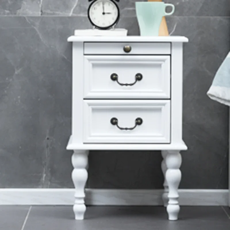 Vintage Solid Wood Nightstands Minimalist Handles Bedroom Mobile Nightstands Modern Small Apartment Mesitas De Noche Furniture - Image 5