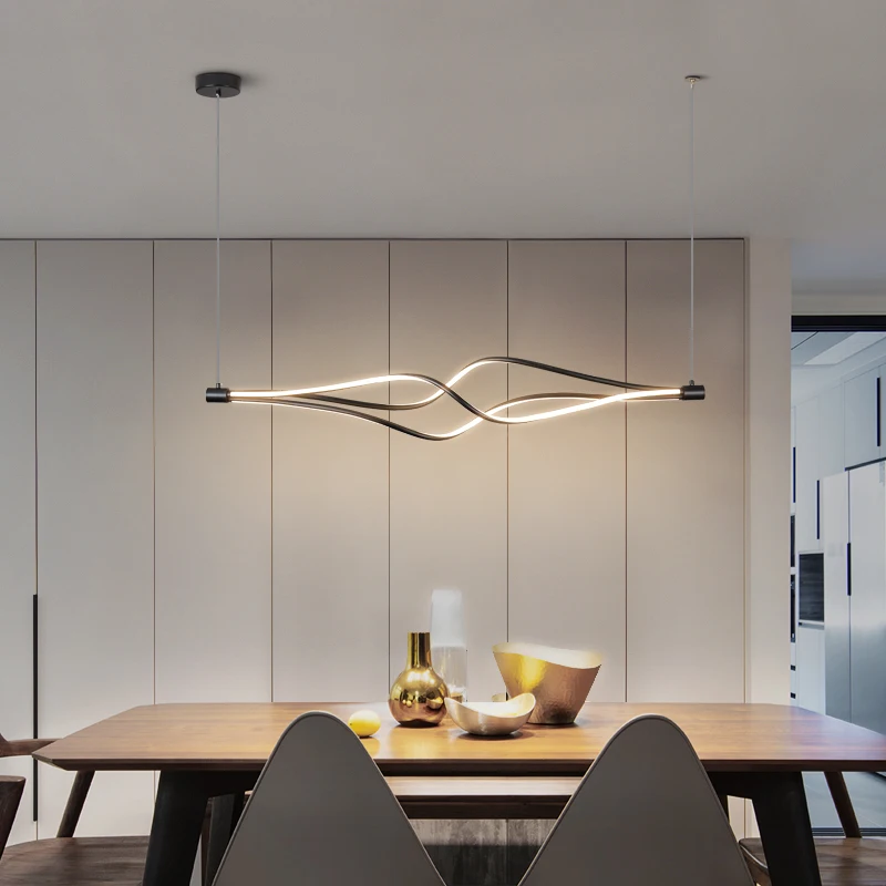 Italian Designer Minimalist Restaurant Pendant Lamp Modern Kitchen Island Table Bar Cafe Long Table LED Aluminum Lights