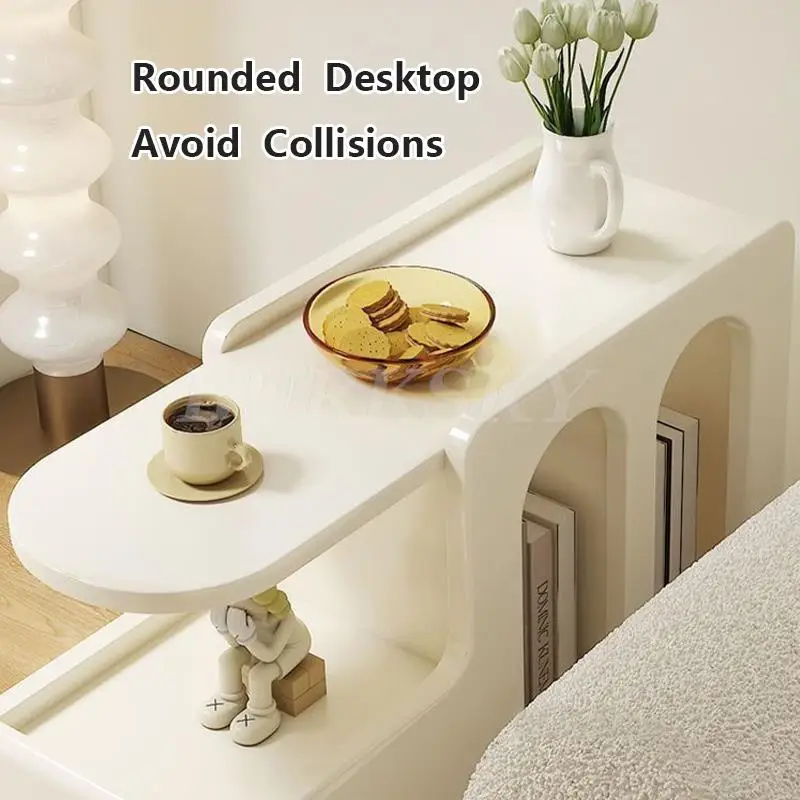 Mobile Coffee Table Side Table For Living Room Furniture Modern Cabinets Cream Style Storage Sofa Table With Trolley - Image 4