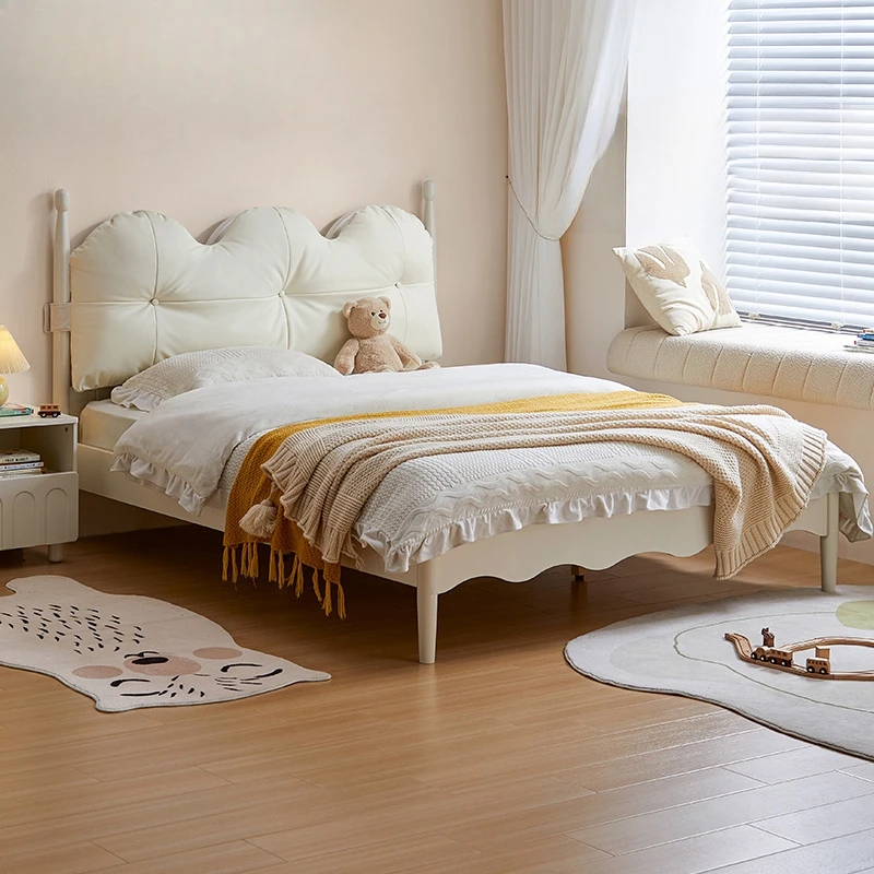 Elegant Modern White Childrens Bed Frame Girls House Princess Kids Children Beds Headboards Villa Cama Infantil Furniture Home