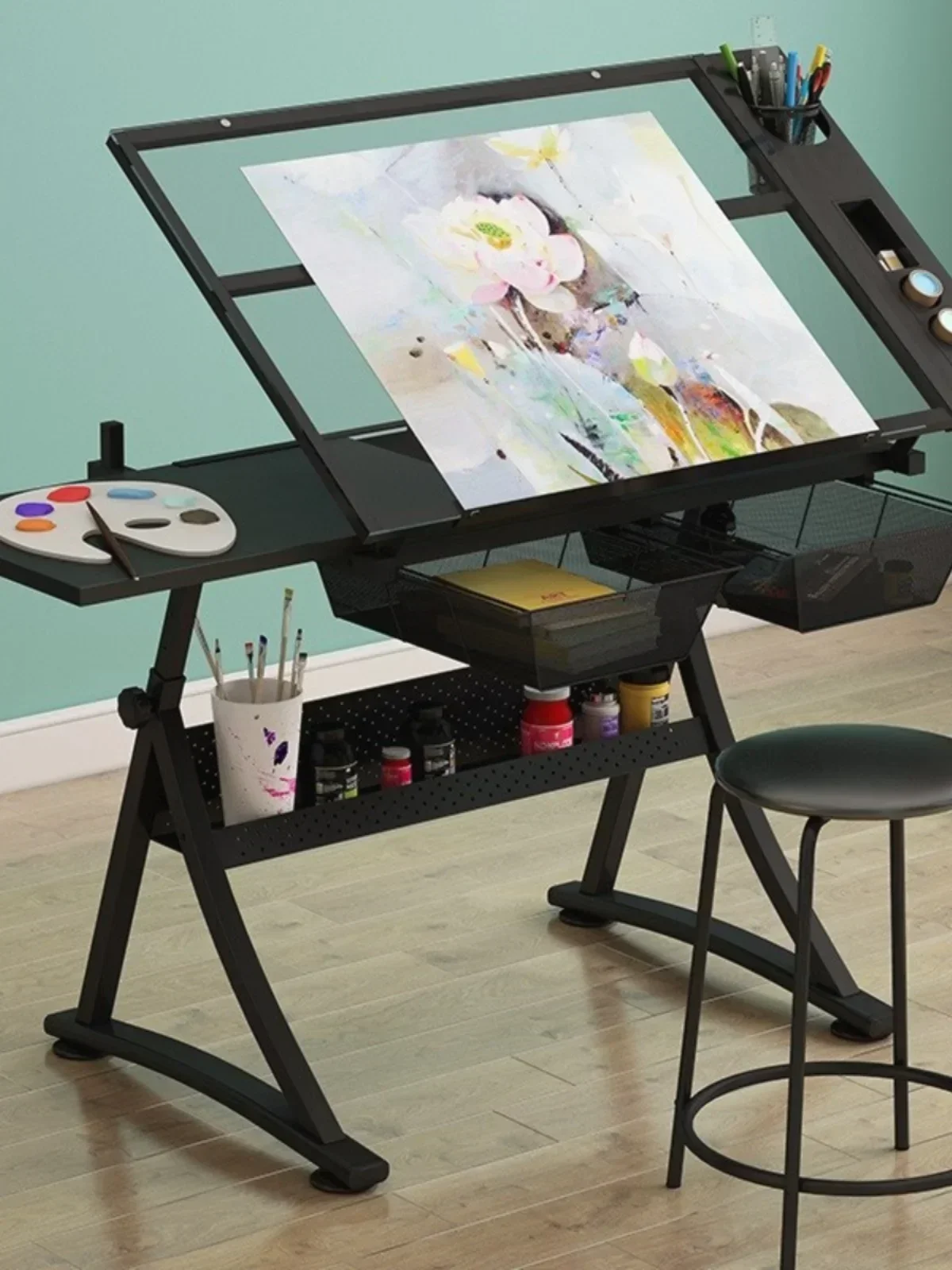 Glass drawing table Lifting Angle-adjustable Painting Table Desk Oil Painting Art Painting Design Architect - Image 3